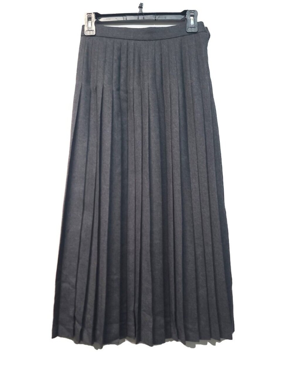 Jaeger VIntage Wool Midi Skirt Size 10 Grey Pleated A-Line